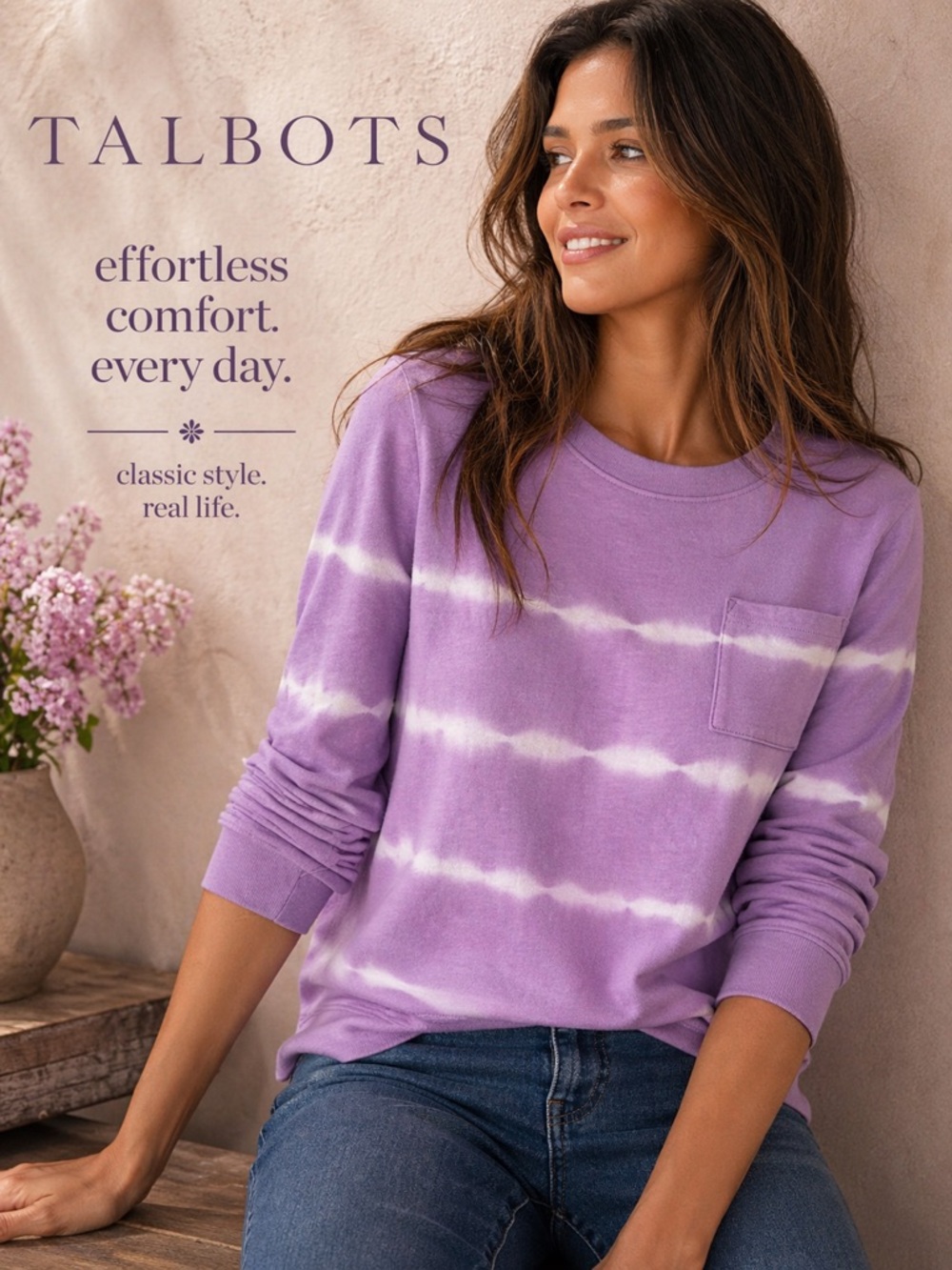 Talbots Lavender Crewneck Sweatshirt with Chest Pocket large‎